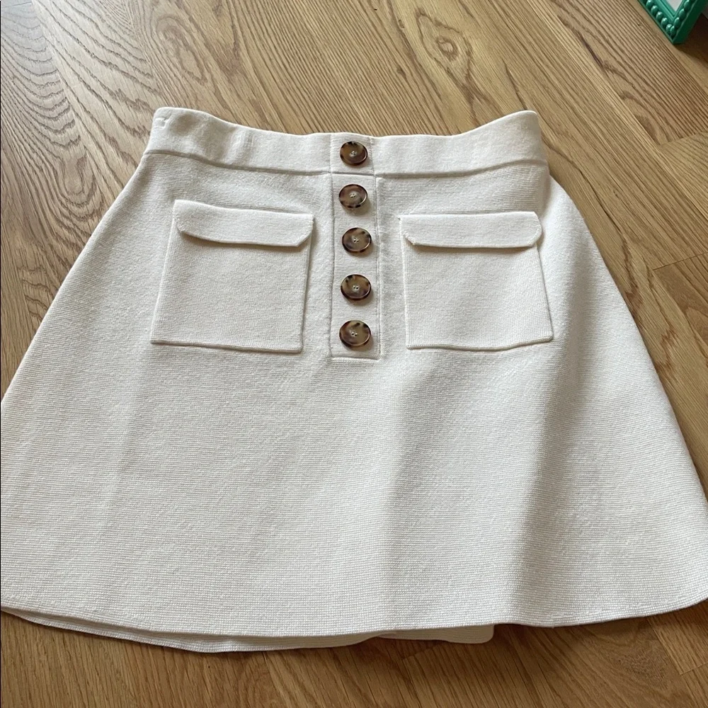 Sézane Sorena Cream Button-Front Skirt